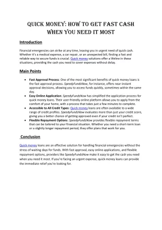 quick money how to get fast cash when you need