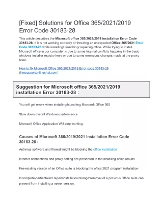 fixed solutions for office 365 2021 2019 error