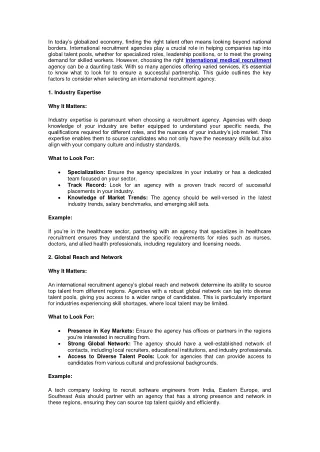 What to Look for in an International Medical Recruitment Agency