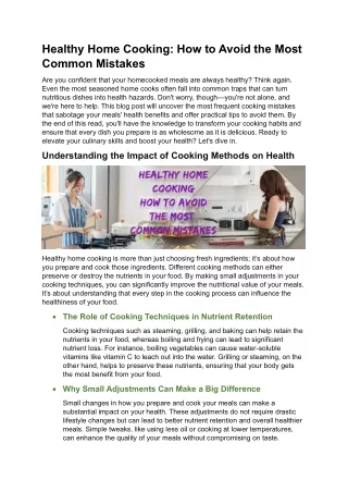 healthy home cooking how to avoid the most common