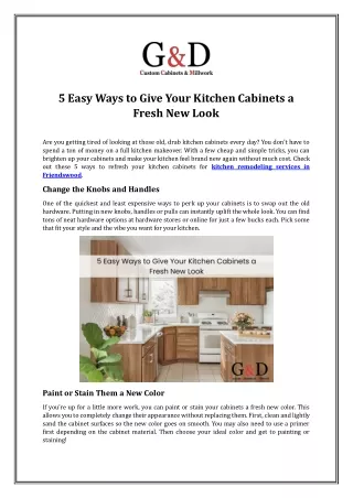 5 Easy Ways to Give Your Kitchen Cabinets a Fresh New Look