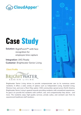 Brightwater Senior Living Implements CloudApper AI TimeClock (RightPunch)