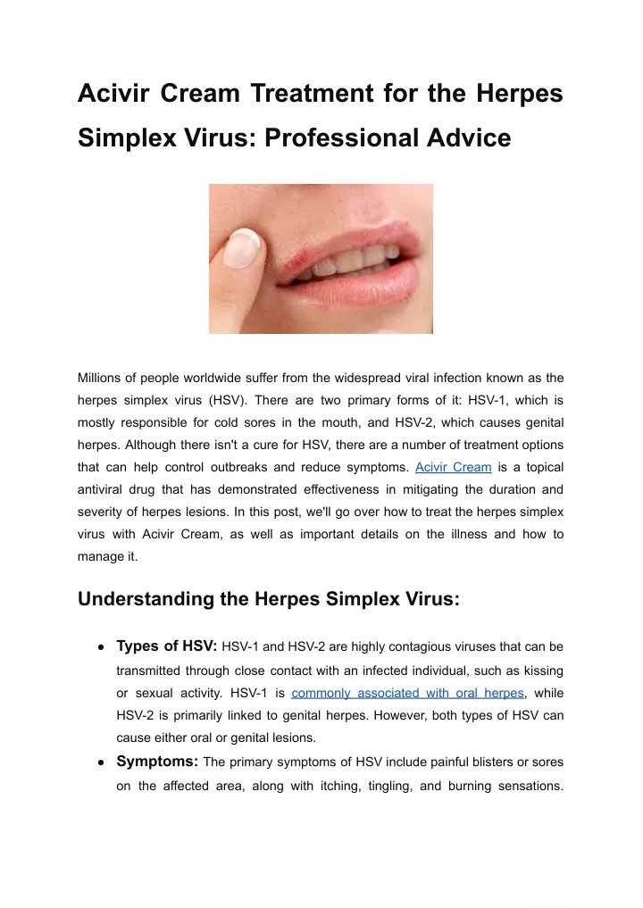 acivir cream treatment for the herpes