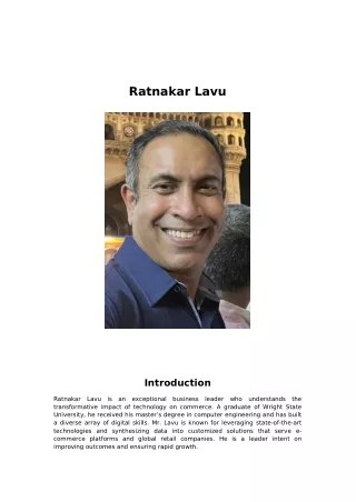 Ratnakar Lavu - A Distinguished Business Professional