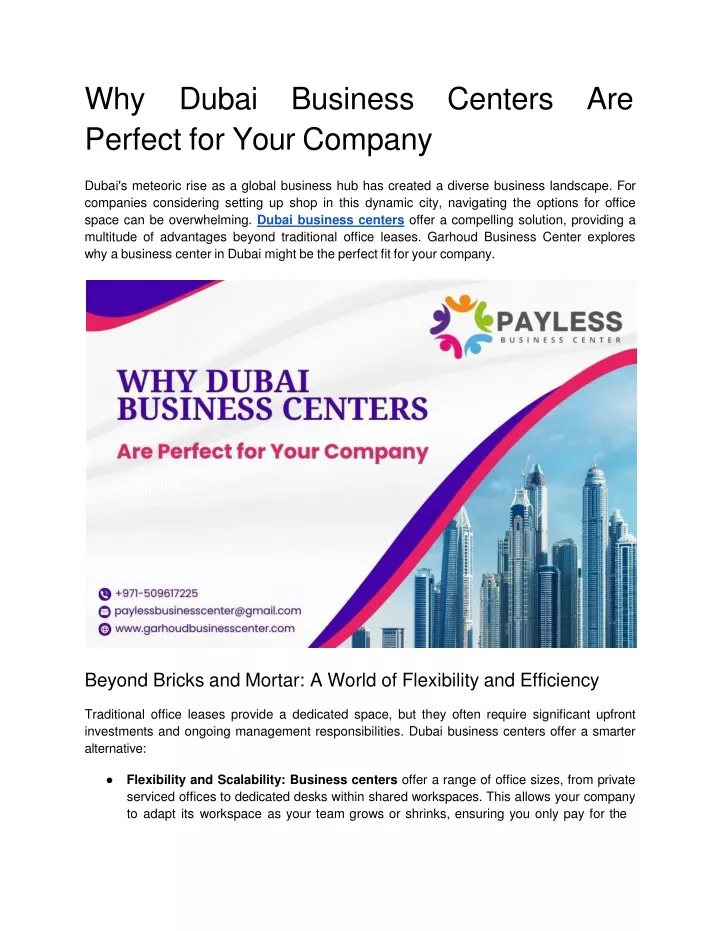 why dubai business centers are perfect for your company