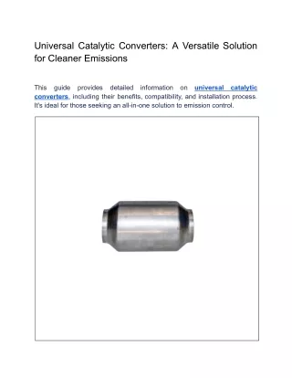universal catalytic converters a versatile