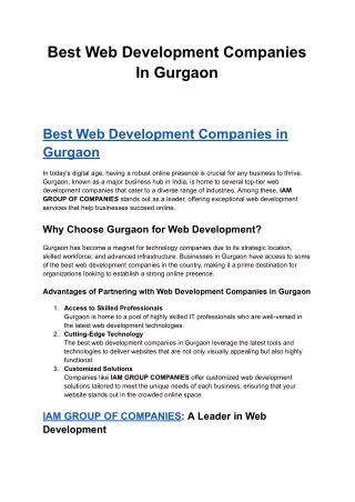 Best Web Development Companies In Gurgaon