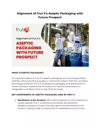 Alignment of Frut X's Aseptic Packaging with Future Prospect