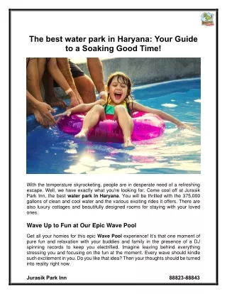 The best water park in Haryana Your Guide to a Soaking Good Time