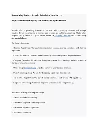 Start a business services in bahrain