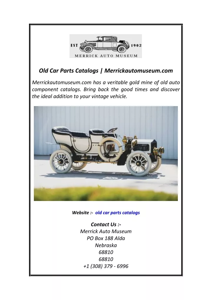 old car parts catalogs merrickautomuseum com