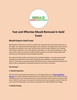 Fast and Effective Mould Removal in Gold Coast