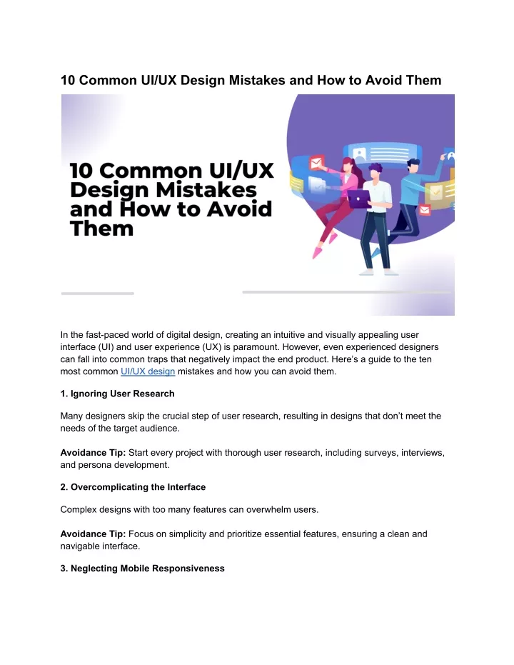 10 common ui ux design mistakes and how to avoid