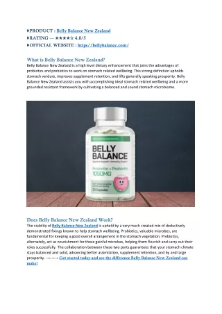 Belly Balance New Zealand Reviews And Warning