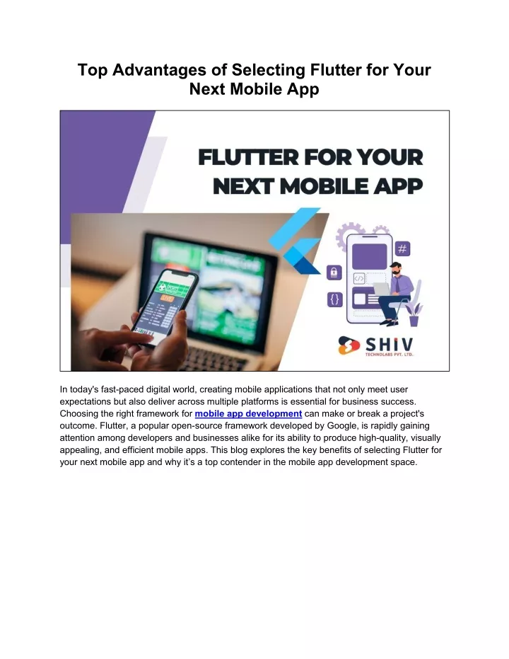 top advantages of selecting flutter for your next