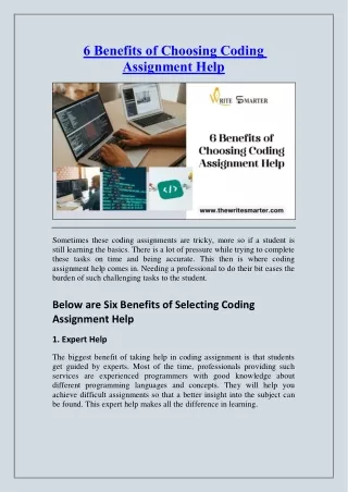 6 Benefits of Choosing Coding Assignment Help