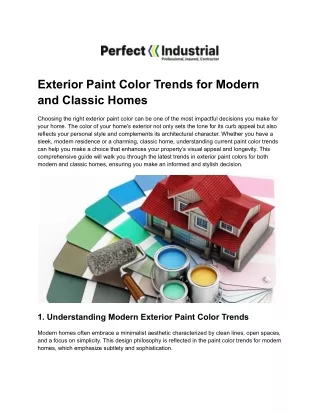 Choosing The Right Exterior Paint Color For Home