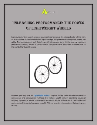 Unleashing Performance - The Power of Lightweight Wheels