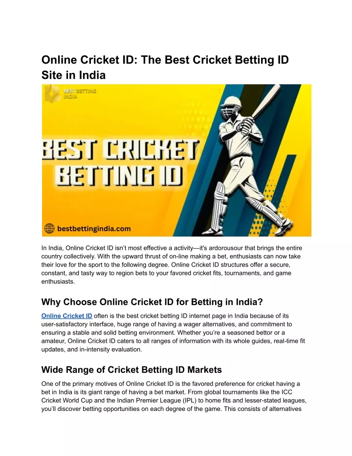 online cricket id the best cricket betting