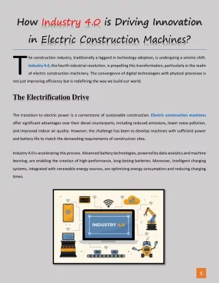 How Industry 4.0 is Driving Innovation in Electric Construction Machines