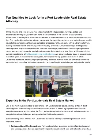 Top Qualities to Look for in a Fort Lauderdale Real Estate Attorney