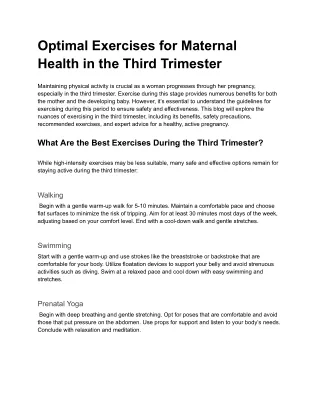optimal exercises for maternal health