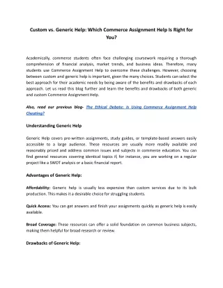 Custom vs. Generic Help_ Which Commerce Assignment Help Is Right for You_