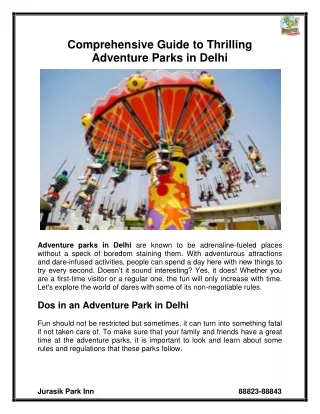 Comprehensive Guide to Thrilling Adventure Parks in Delhi