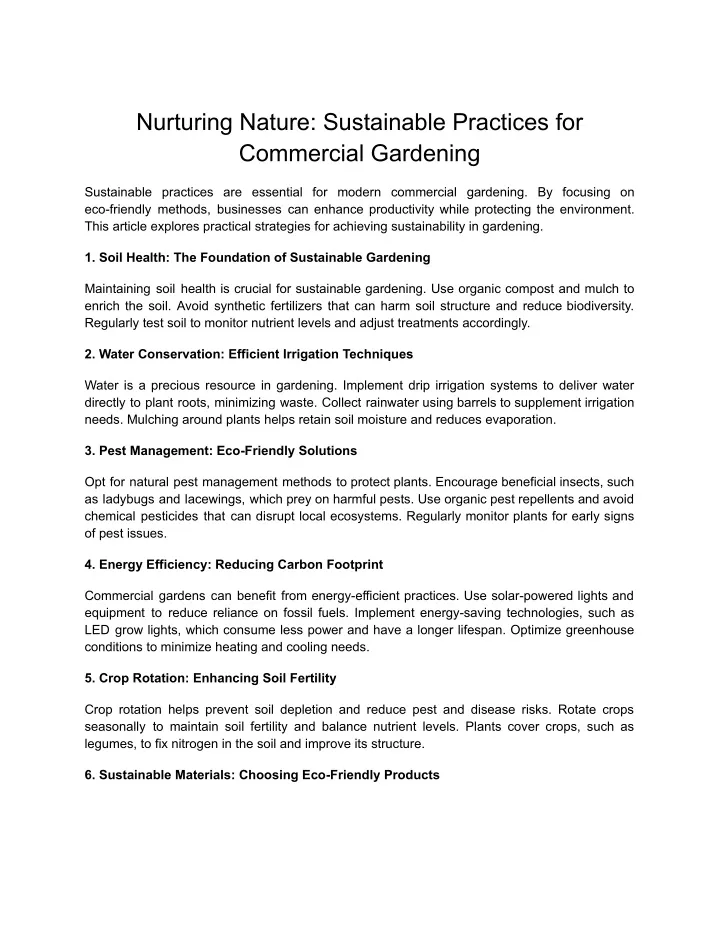 nurturing nature sustainable practices