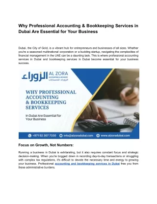 Why Professional Accounting & Bookkeeping Services in Dubai Are Essential for Your Business