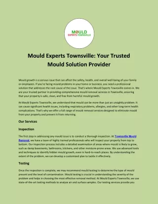Mould Experts Townsville Your Trusted Mould Solution Provider