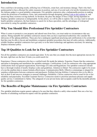 Fire Sprinkler Contractors: Your First Line of Defense Against Fires in Stockton