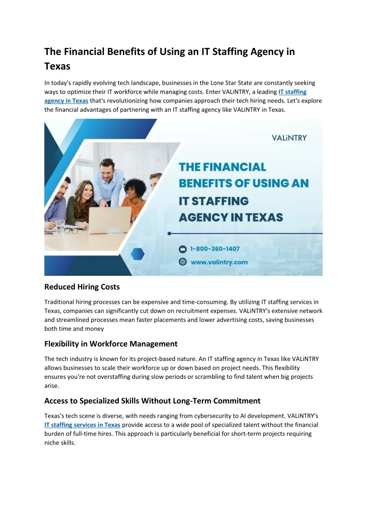 the financial benefits of using an it staffing