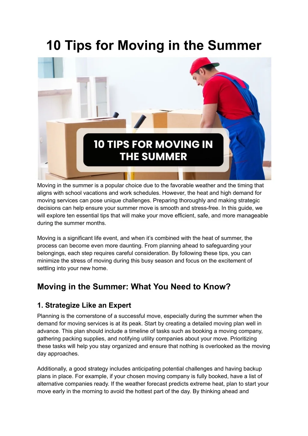 PPT - 10 Tips for Moving in the Summer PowerPoint Presentation, free ...