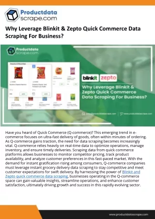 why leverage blinkit zepto quick commerce data