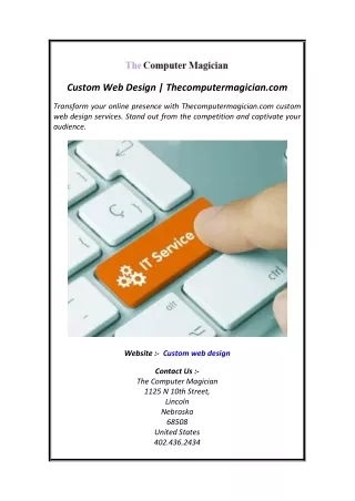 Custom Web Design  Thecomputermagician.com