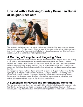 Unwind with a Relaxing Sunday Brunch in Dubai at Belgian Beer Cafe