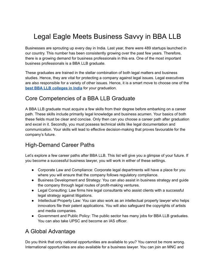 legal eagle meets business savvy in bba llb