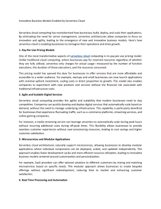 innovative business models enabled by serverless