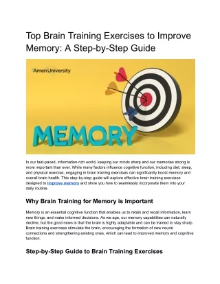 Top Brain Training Exercises to Improve Memory: A Step-by-Step Guide