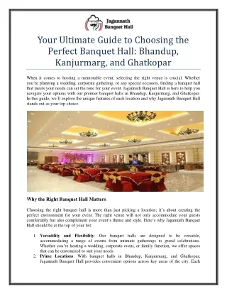 Perfect Banquet Hall: Bhandup, Kanjurmarg, and Ghatkopar