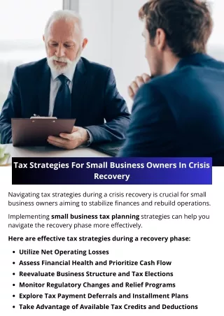 Tax Strategies For Small Business Owners In Crisis Recovery