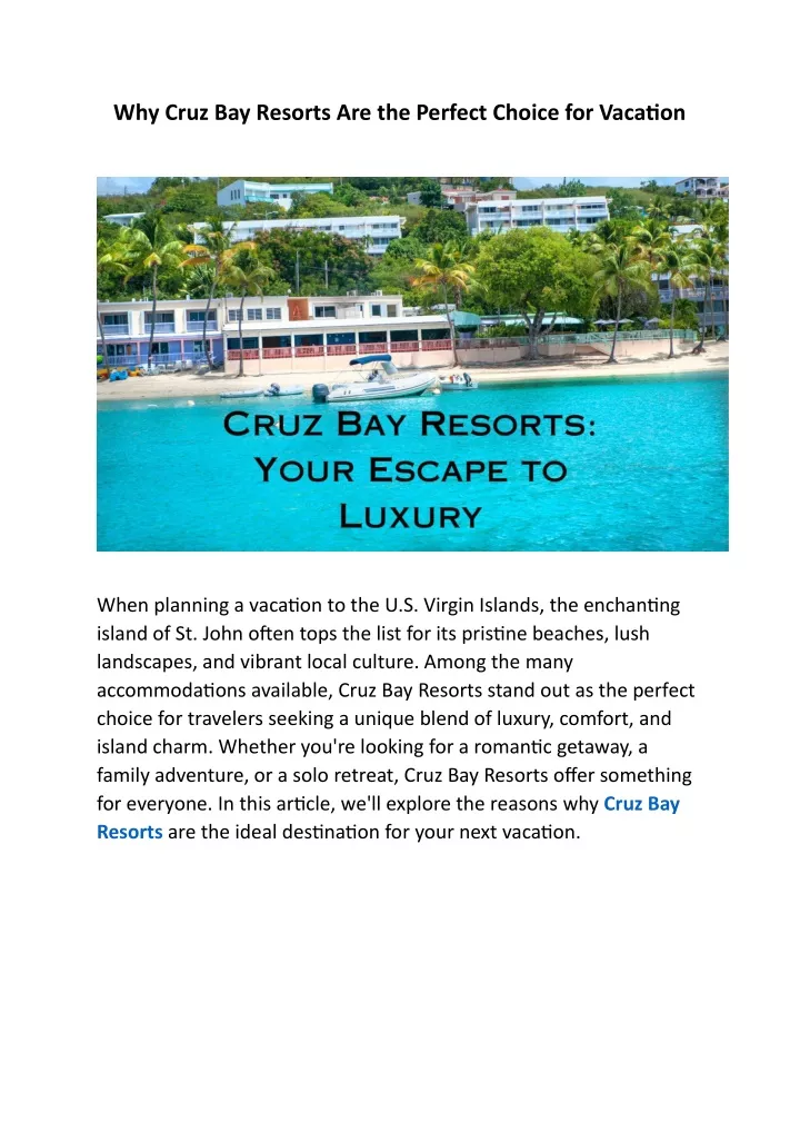 why cruz bay resorts are the perfect choice