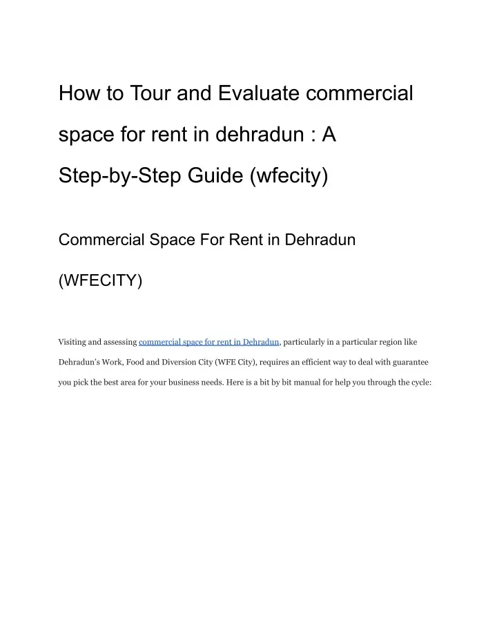 how to tour and evaluate commercial