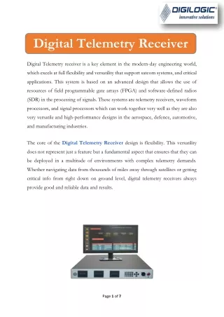 Digital Telemetry receiver from digilogic systems