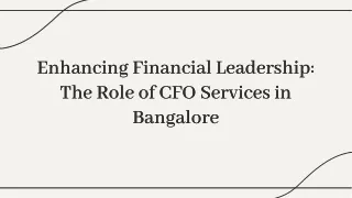 Enhancing Financial Leadership: The Role of CFO Services in Bangalore