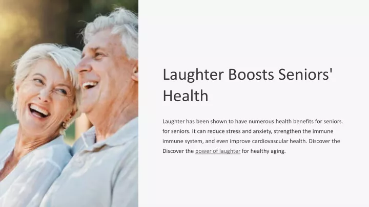 laughter boosts seniors health