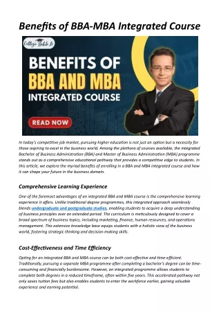 Benefits of BBA-MBA Integrated Course