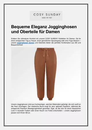 Bequeme Eleganz Jogginghosen und Oberteile für Damen