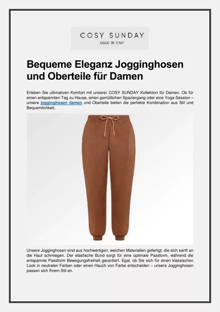 bequeme eleganz jogginghosen und oberteile